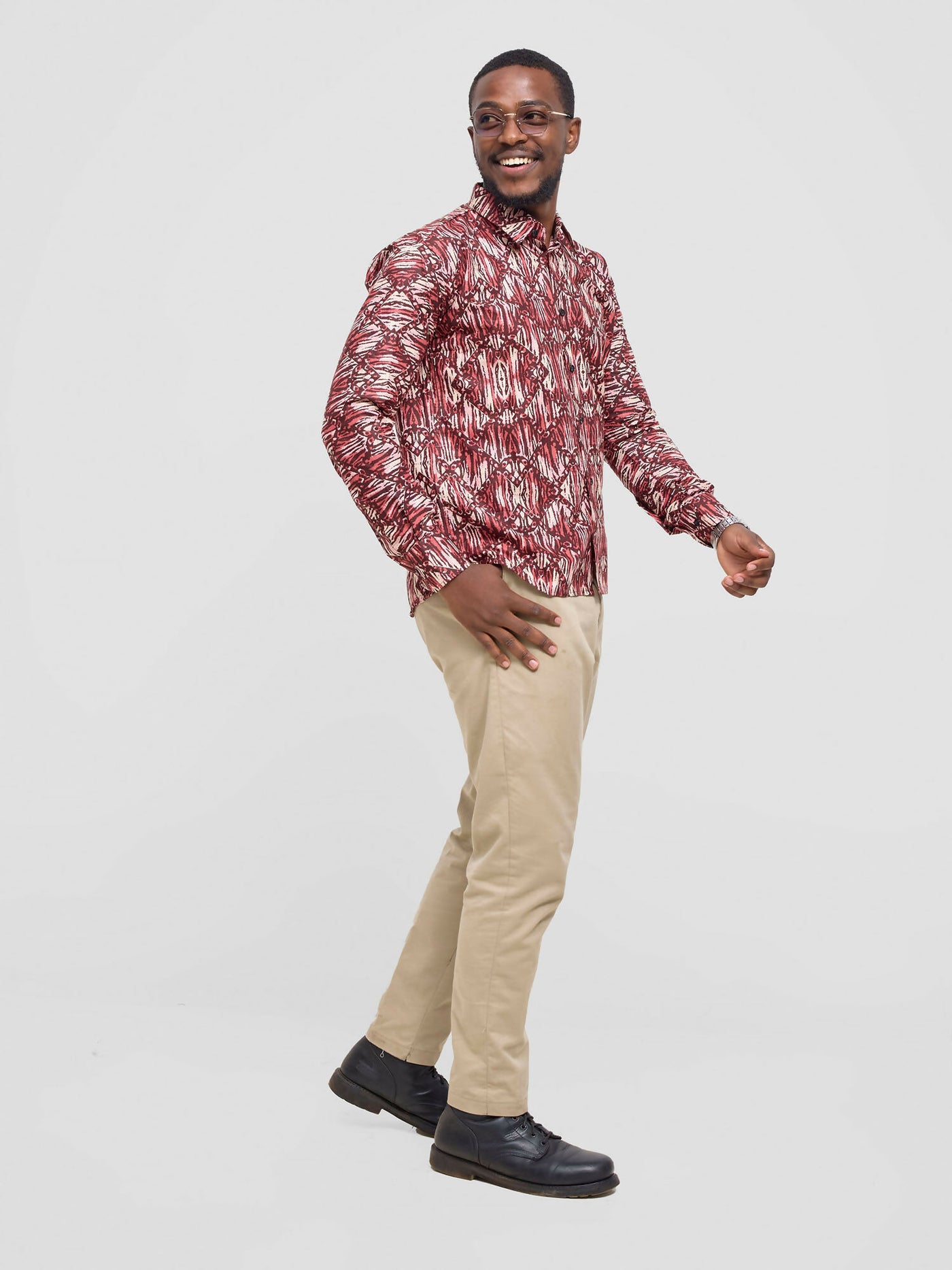 Mendilines Warm African Shirt - Maroon / White - Shopzetu