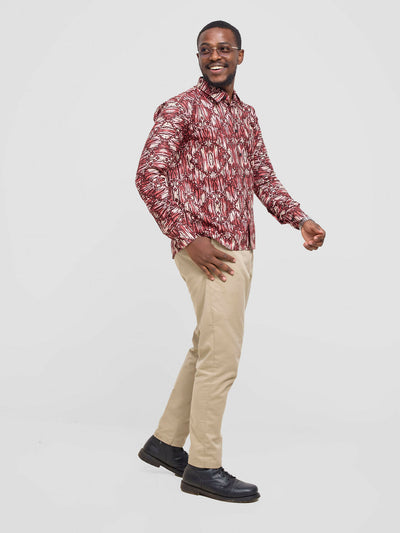Mendilines Warm African Shirt - Maroon / White - Shopzetu