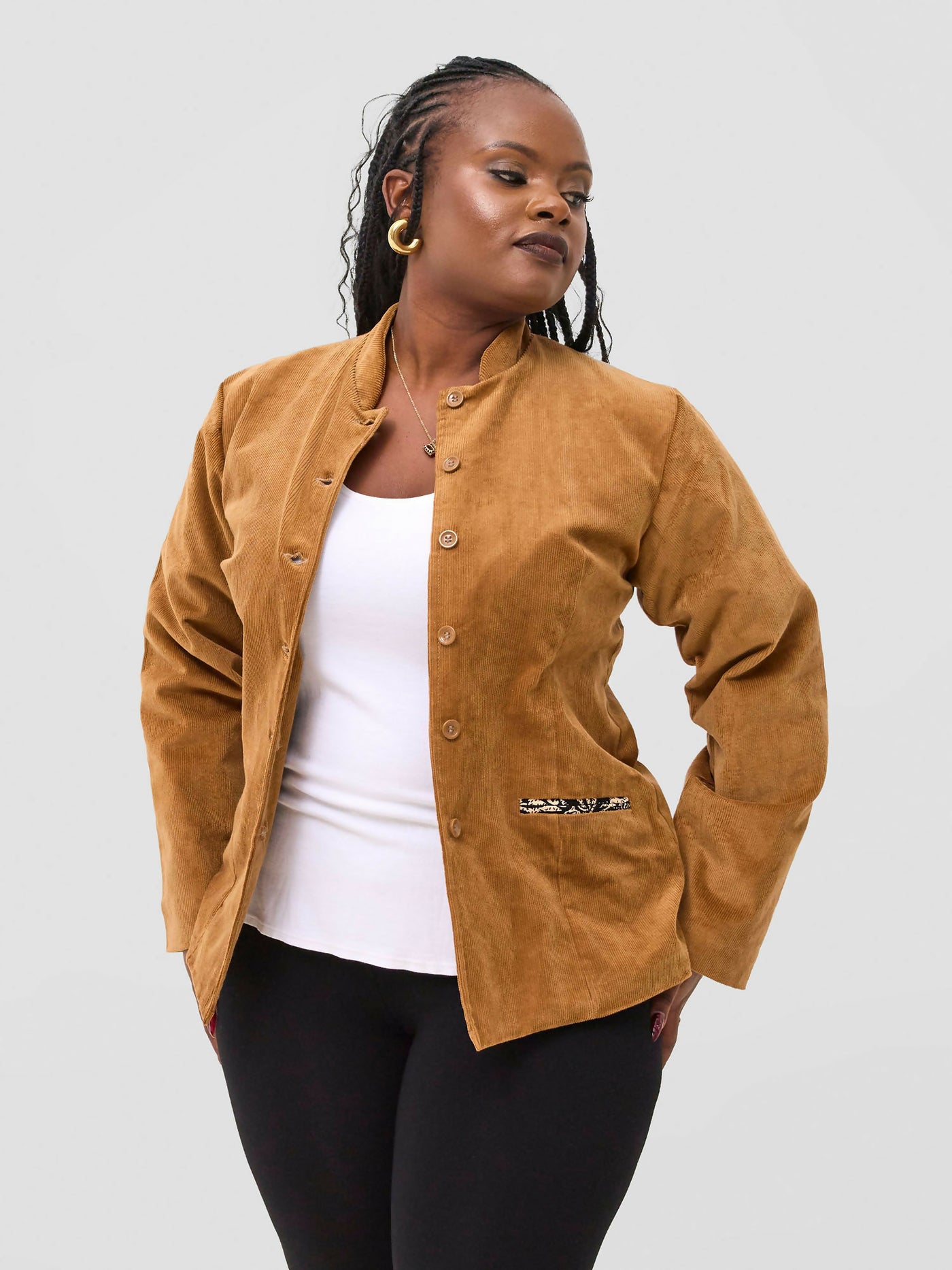 Rafiki Threads Sayar Jacket - Brown - Shopzetu