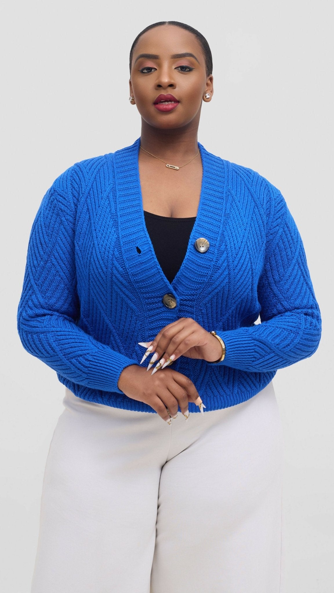 Fashion Frenzy Button Cardigan Sweater - Blue - Shopzetu