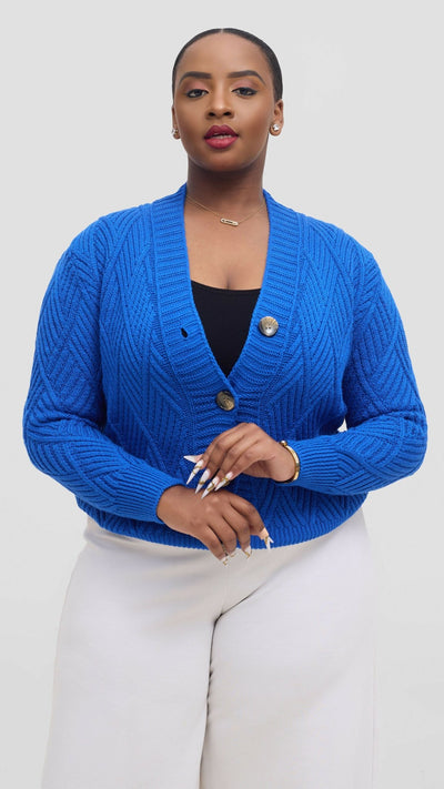 Fashion Frenzy Button Cardigan Sweater - Blue - Shopzetu