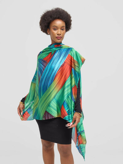 Ukiyo Lifestyle Silk Scarf - Green Print - Shopzetu