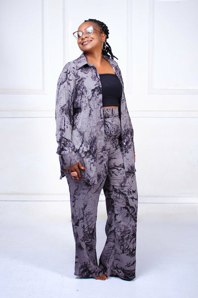 Thick & Fab Vivica Pant Set - Grey - Shopzetu
