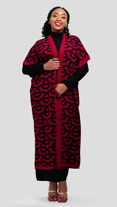 The Fashion Frenzy Kimono - Maroon / Black - Shopzetu