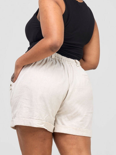 Inroses Hub Linen Shorts - Cream