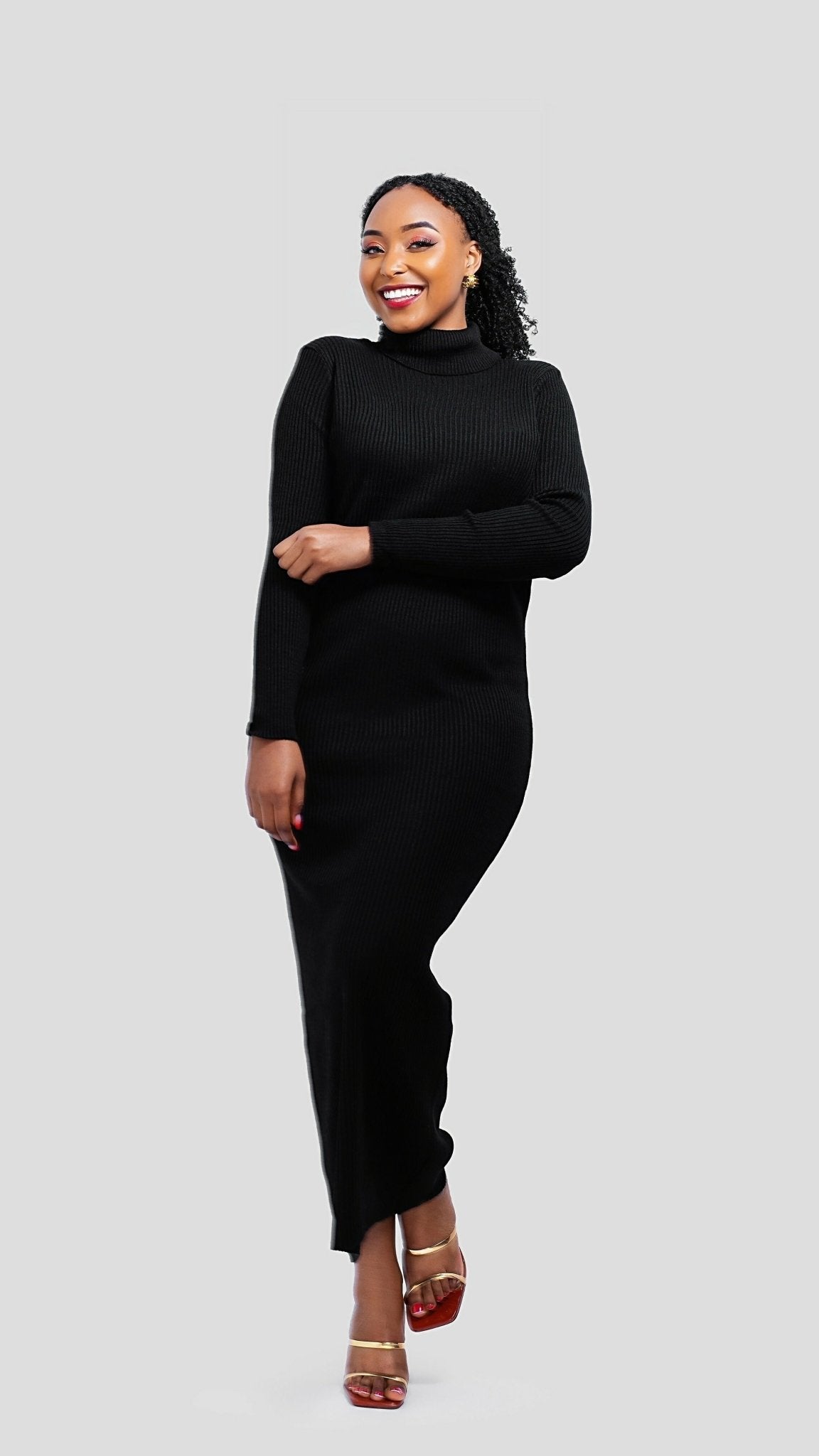 The Fashion Frenzy Pollneck Bodycon - Black - Shopzetu