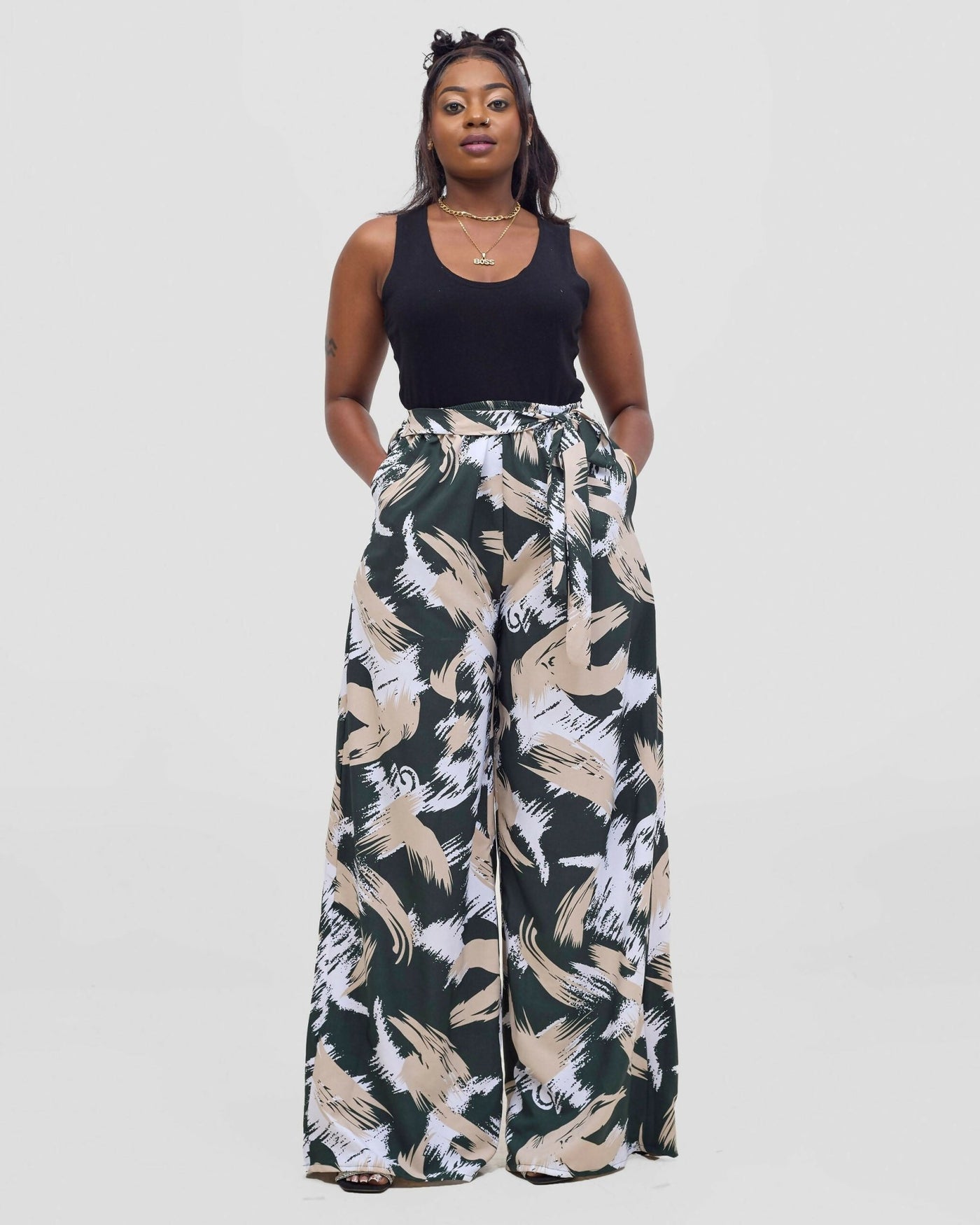 Poised Palazzo Pant - Green - Shopzetu