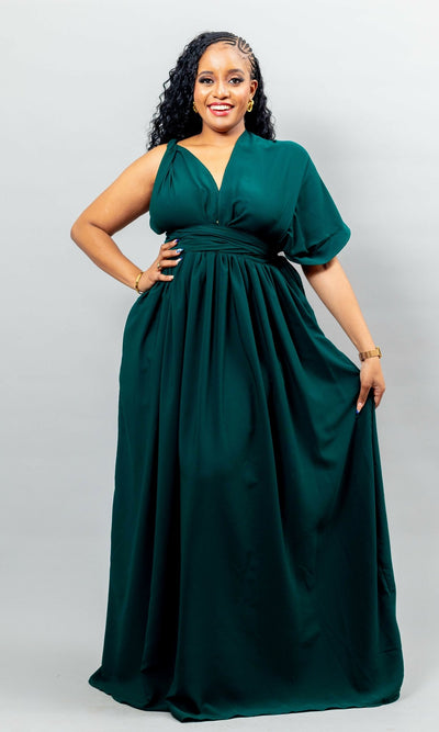 African Yuva Meadow Infinity Dress - Emerald Green - Shopzetu