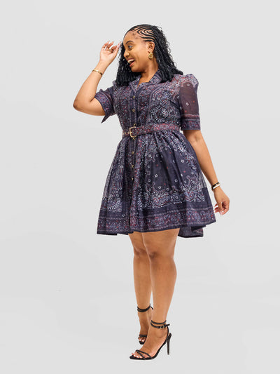 Elegance Fashion Floral Skater Dress - Purple Floral - Shopzetu