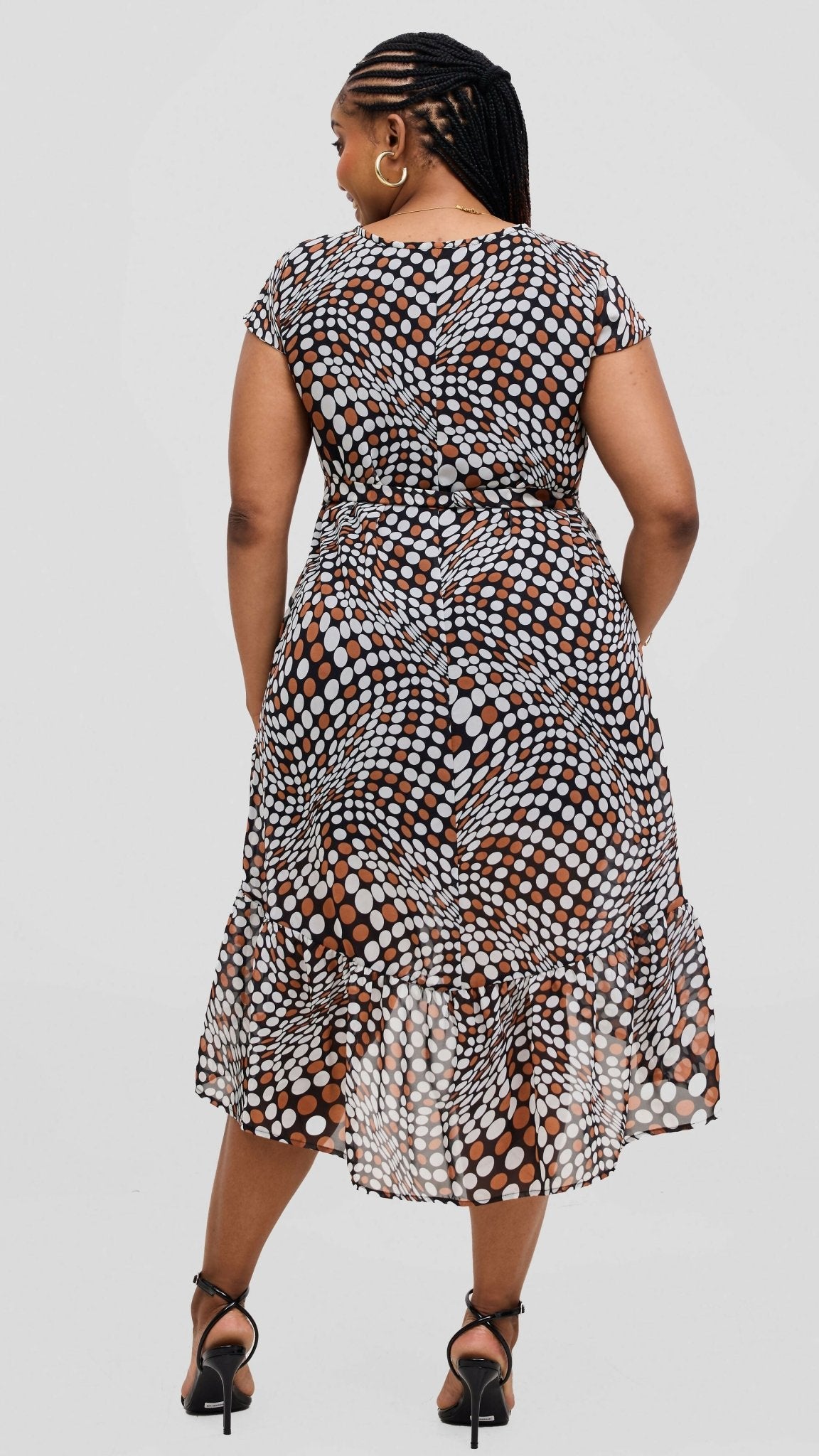 Lizola Kyra Shift Dress - Black / Brown / White - Shopzetu