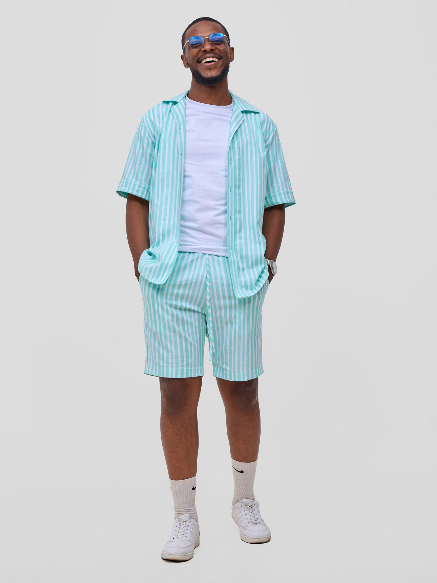 Safari by Vivo Mansi Mens Shorts - Green Stripes