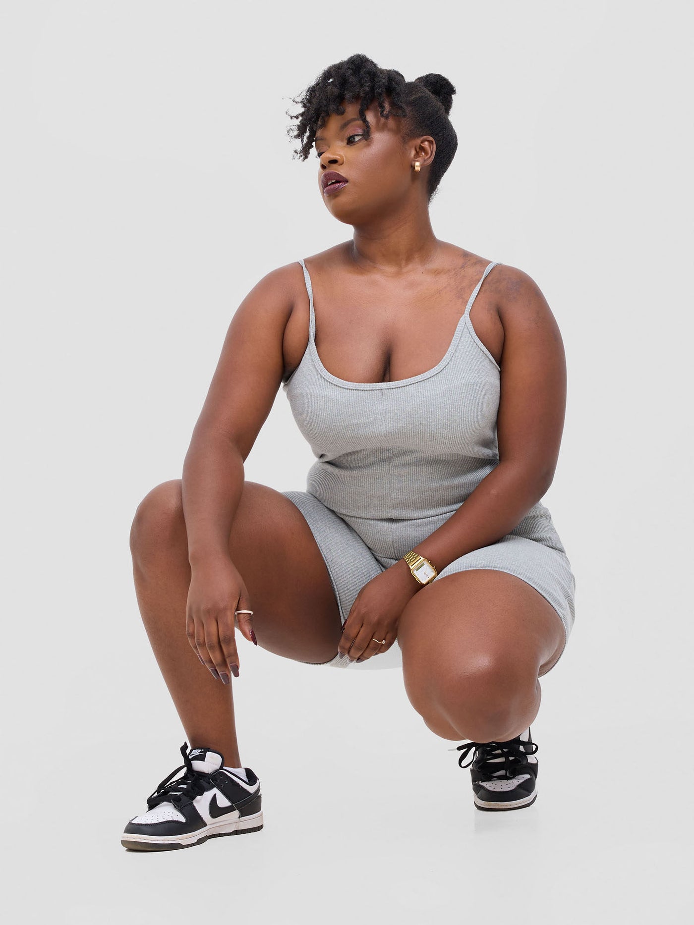 Zoya Banda Strappy Playsuit - Grey