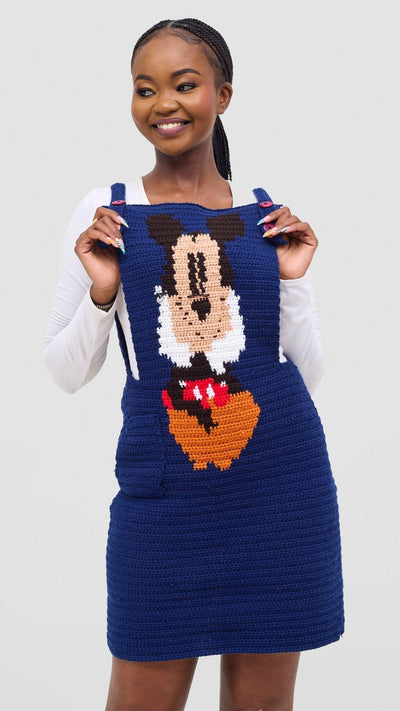 Brilliant Crotchets Pinafore Dress - Navy Blue - Shopzetu