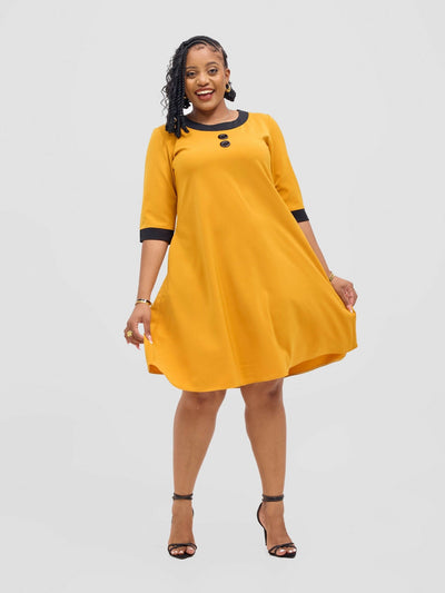 Jolly Fancy Wear Sofi Shift Dress - Mustard - Shopzetu
