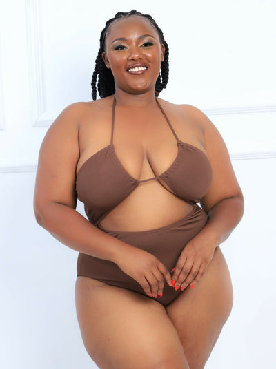 Shells Attic Swimwear Suit Monokini - Brown - Shopzetu