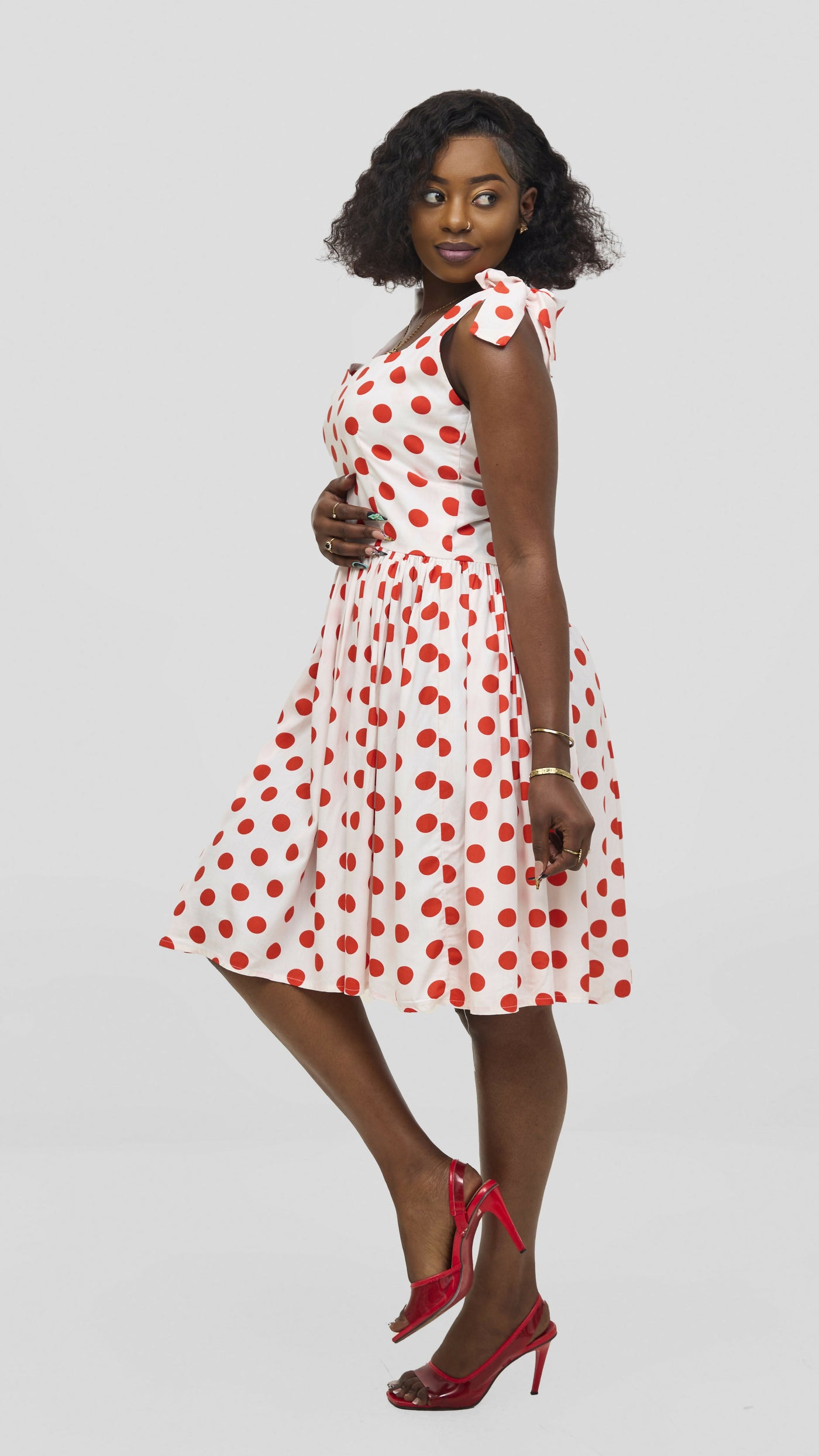 Zosa Polka Zolaa Summer Dresss - White / Red