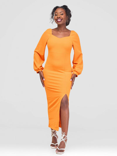 Stylish Sisters Bodycon Dress - Orange - Shopzetu