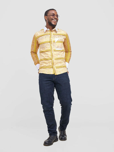 Mendilines Warm African Shirt - White / Yellow - Shopzetu