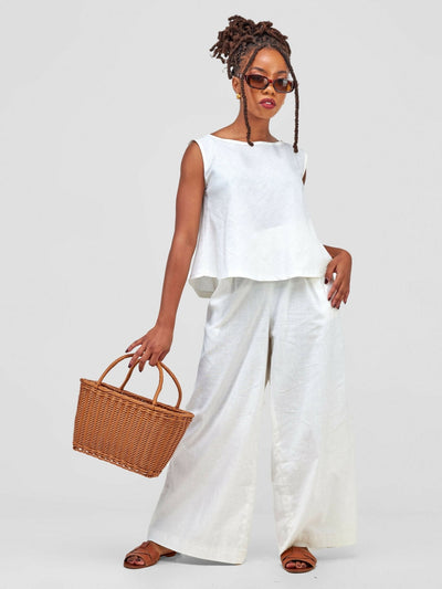 WSC Pambo Izulu Epiya Pants Set - Cream White Print - Shopzetu
