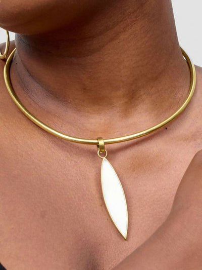 Purely Brass Wema Brass Choker - White / Gold - Shopzetu