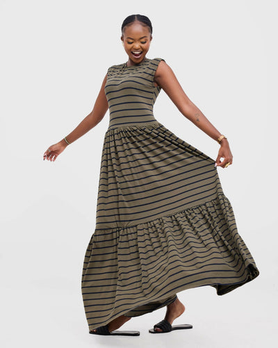 Gravio Elowen Dress - Olive Green - Shopzetu