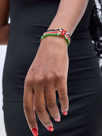 Dianaah J Beaded Bracelets - Red / Green / Black - Shopzetu
