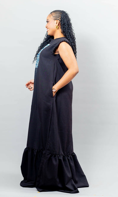 African Yuva Nova Dress - Black - Shopzetu