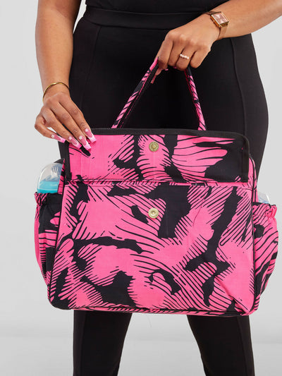 Ankara Artifacts Pink Tolu Bag - Pink / Black - Shopzetu