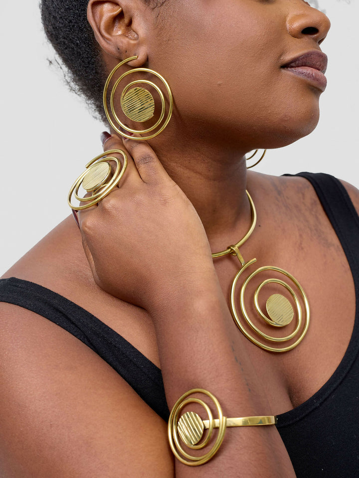 Purely Brass Kibali Jewelry Set - Brass - Shopzetu