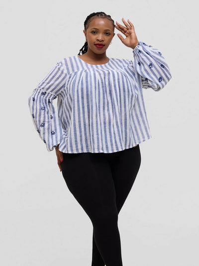 Zuana Top - White Stripped - Shopzetu