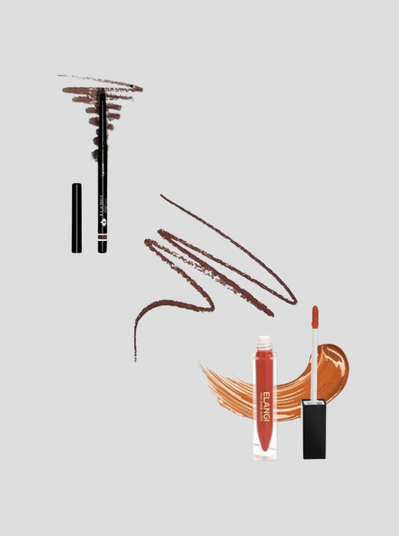 Elangi Beauty Cocoa Lipliner & Classic Nude Lip Gloss Bundle - Nude - Shopzetu