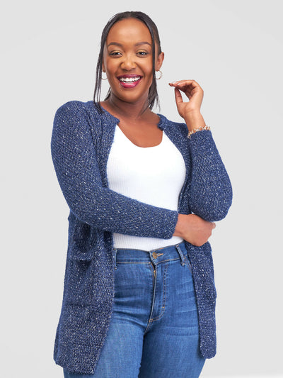 The Fashion Frenzy Waterfall Cardigan - Navy Blue - Shopzetu