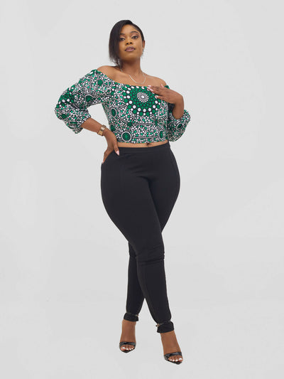 Gravio Fashions Zhuri Off Shoulder Crop Top - Ankara - Shopzetu