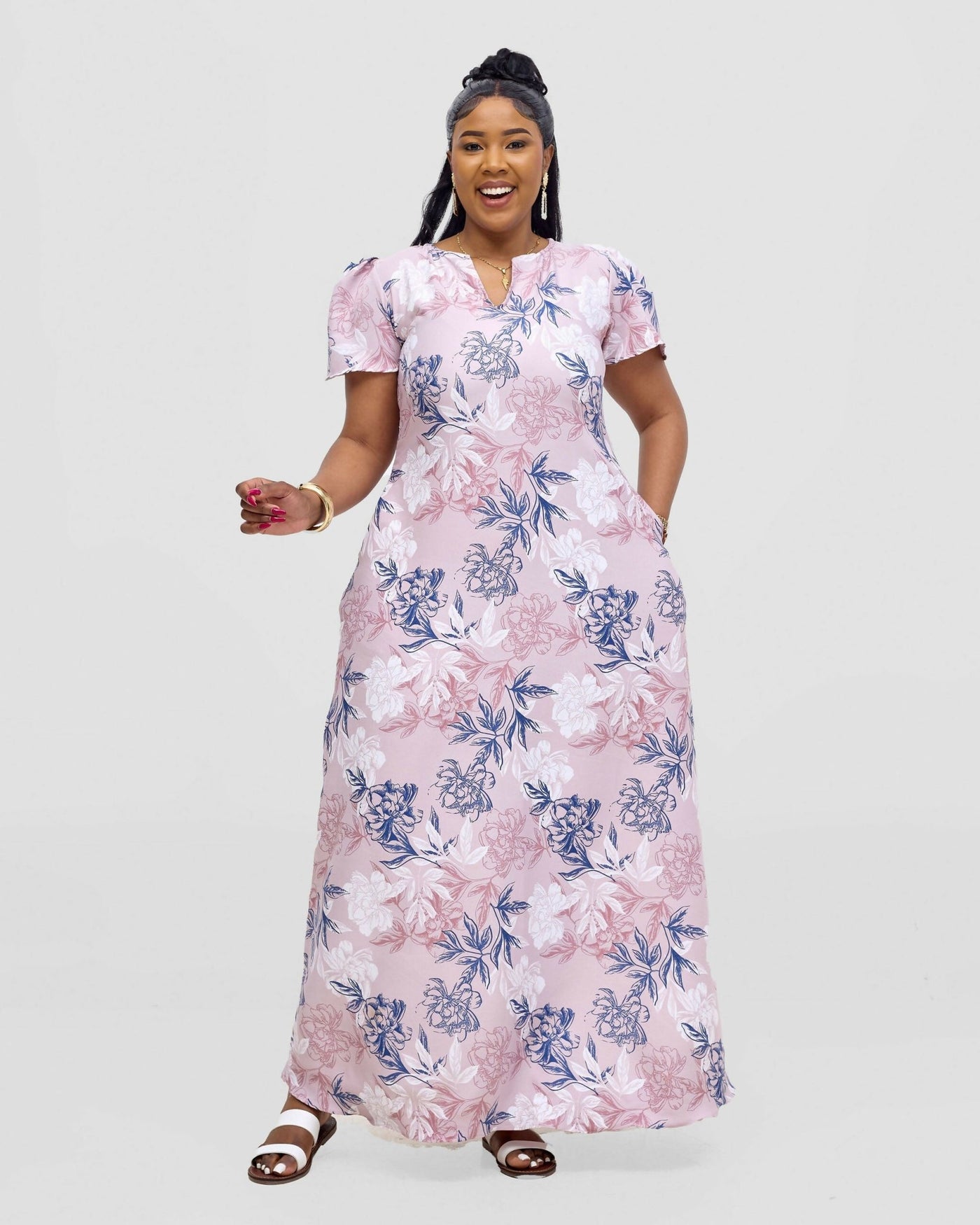 Kakiba Collections Zuhura Blush Dress - Pink - Shopzetu
