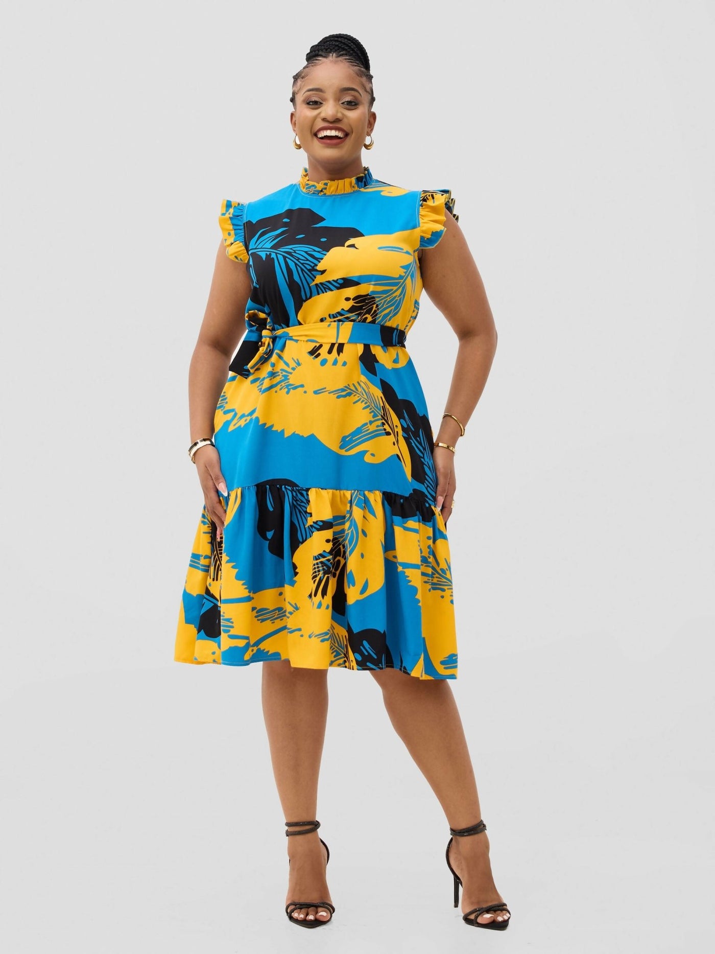 Lizola Mukondi Dress - Blue / Black / Yellow - Shopzetu