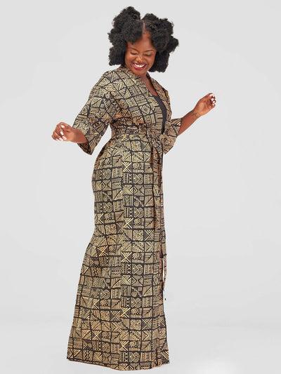 Izulu Ashanti 7 Kimono - Black Print - Shopzetu