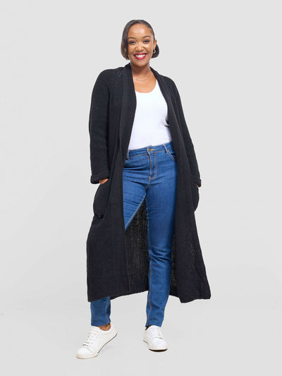 Anel’s Knitwear Midi Sweater - Black - Shopzetu