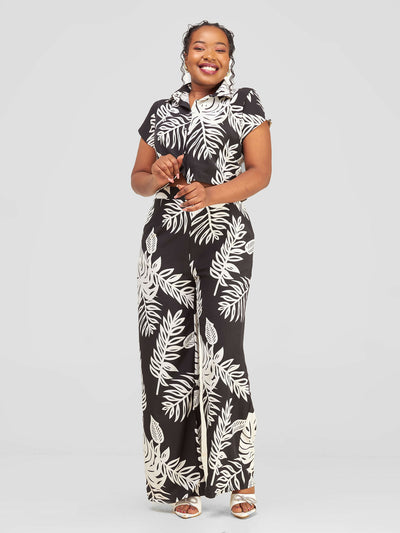 Kimono World Maua Two Piece Set - Black / White Print - Shopzetu
