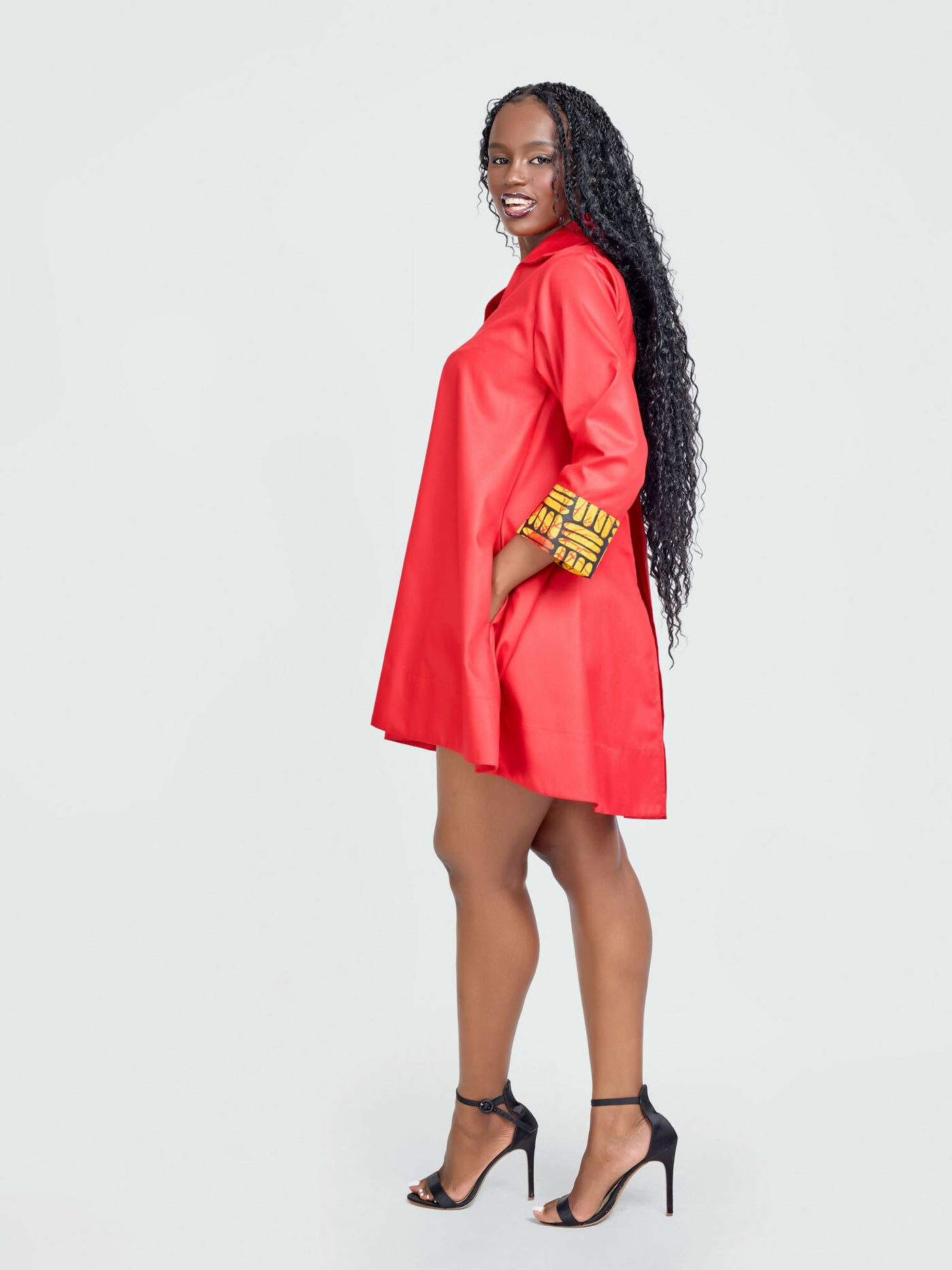 Tuli Zuri Shift Dress - Red - Shopzetu