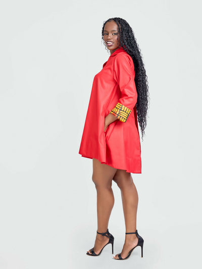 Tuli Zuri Shift Dress - Red - Shopzetu