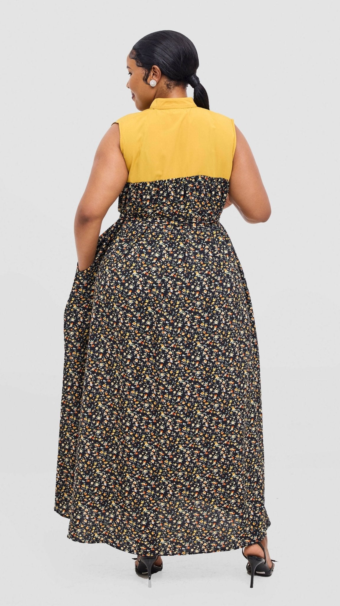 Rimyel Limited Button Dress - Mustard - Shopzetu