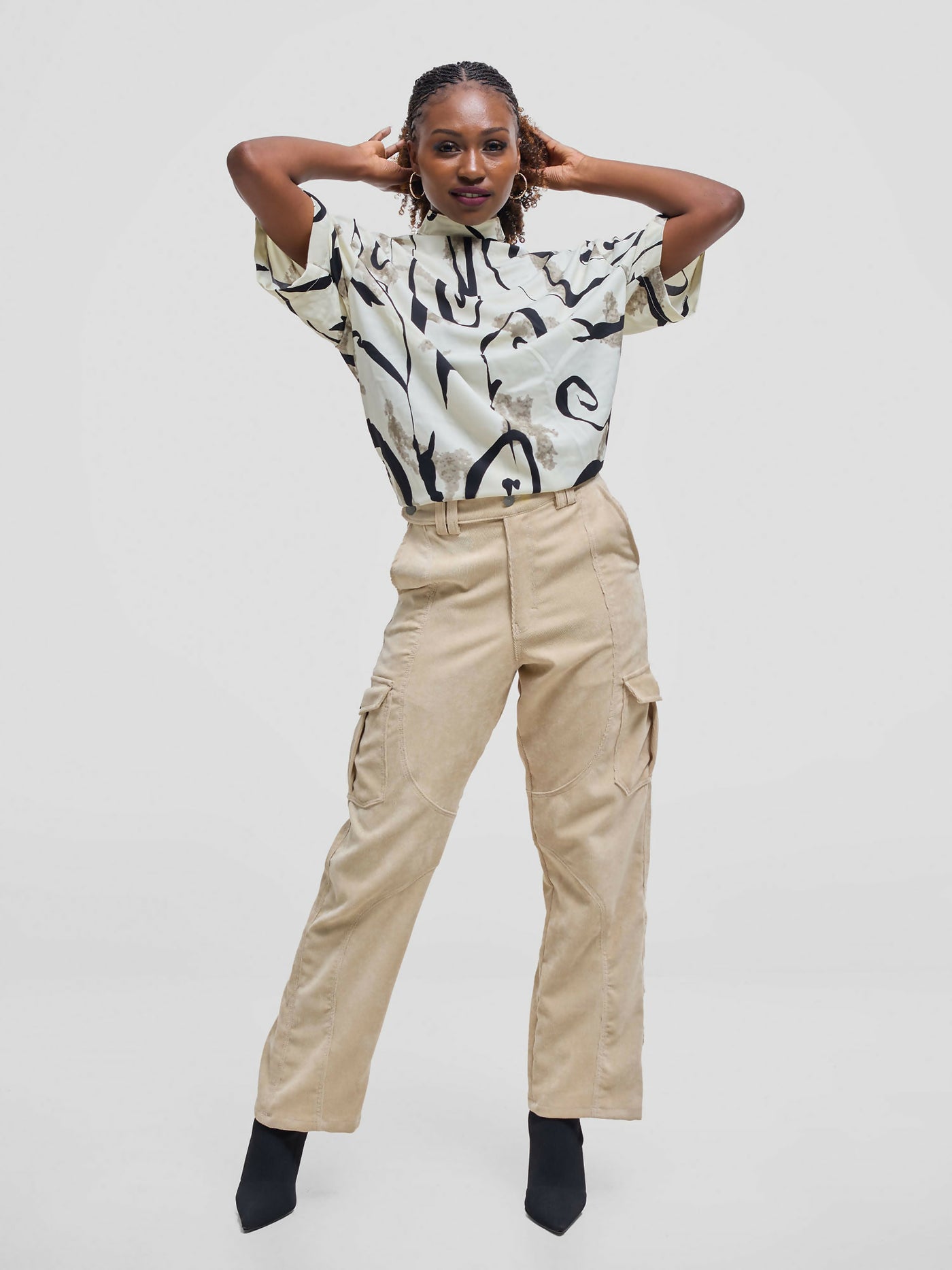 Kalungi Mchoro Shirt - Beige - Shopzetu