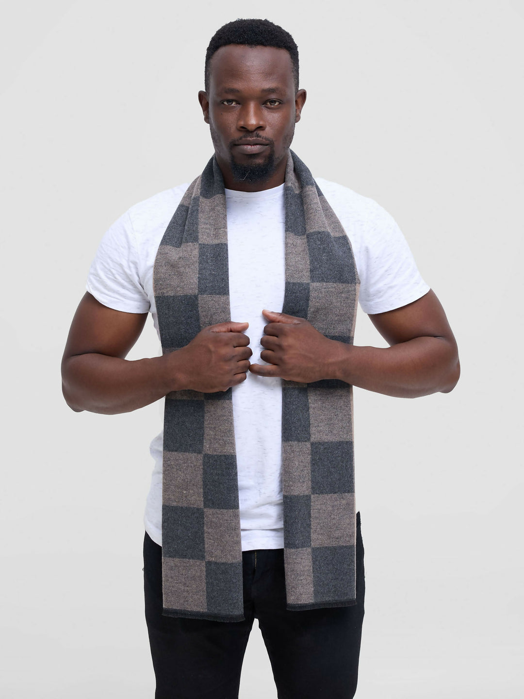 Accessorize With Style Men Cashmere scarf - Grey / Beige Print - Shopzetu