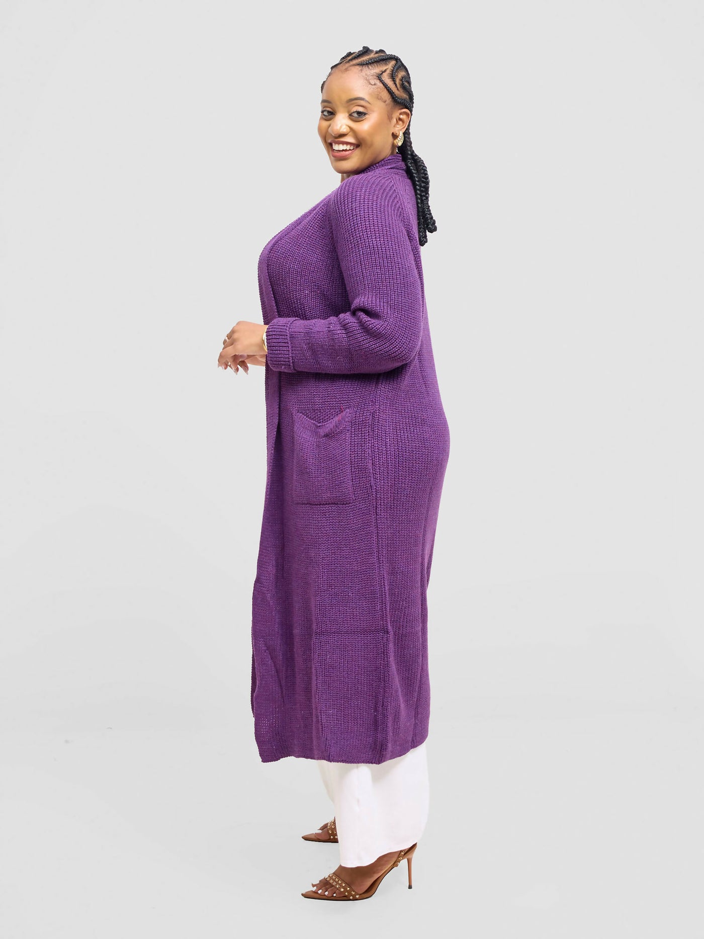 Anel’s Knitwear Midi Sweater - Purple - Shopzetu
