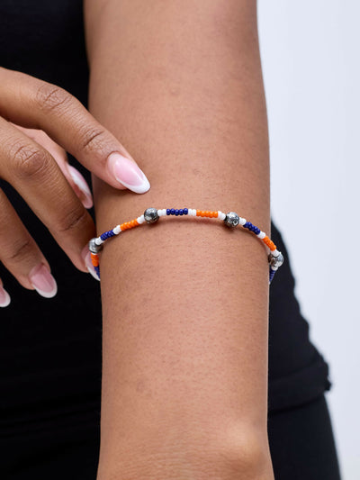 Dianaah J Beaded Bracelets - Navy Blue / Orange - Shopzetu