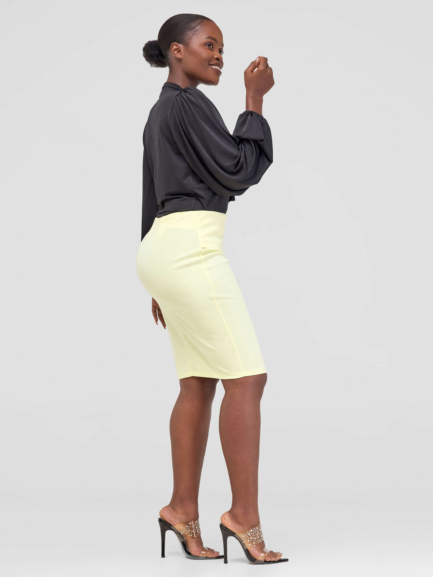 Elsie Glamour Lila Asymmetrical Skirt - Butter Milk - Shopzetu