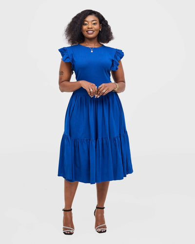 Gravio Aura Midi Dress - Blue - Shopzetu