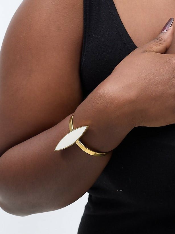 Purely Brass Wema Brass Bracelet - White / Gold - Shopzetu