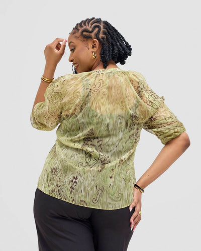 Lamazi Collections Chiffon Butterfly Top - Brown - Shopzetu