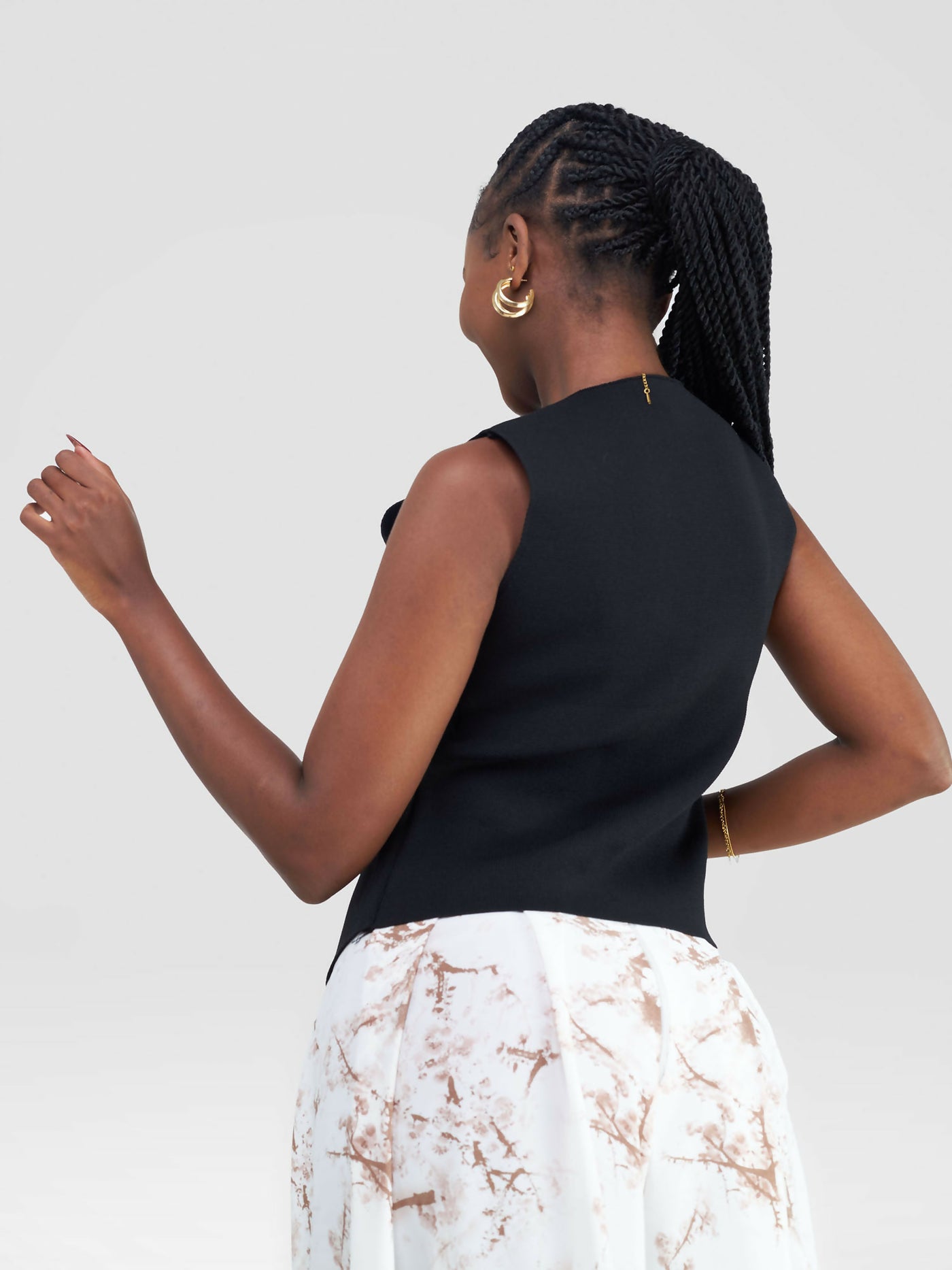 Mila Knit Waistcoat Jacket - Black